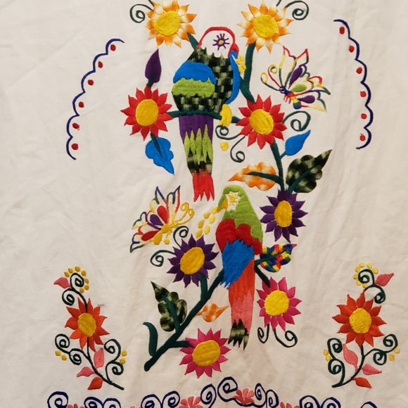 Vintage Dress Mexican Embroidered 1980s Large - Picture 4 of 5